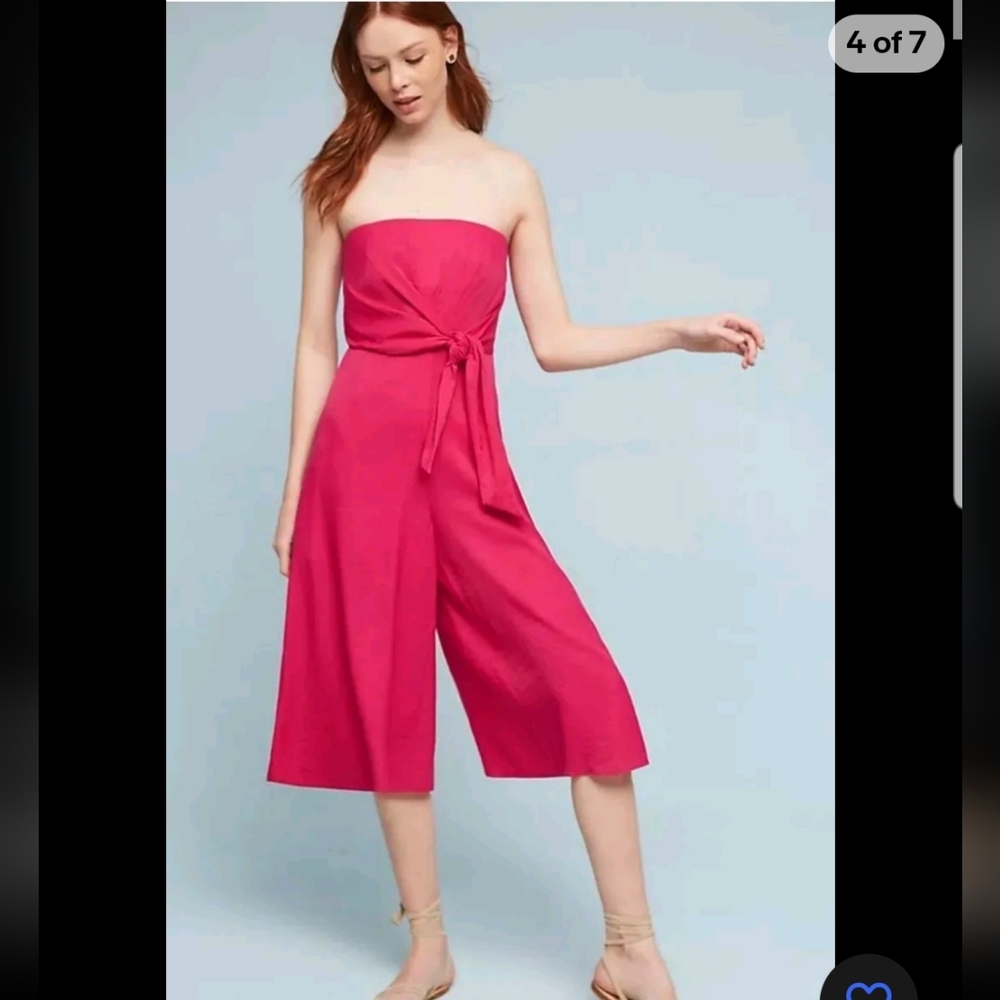 Meave Anthropologie Pink Strapless Brin Jumpsuit By Meave Size 2